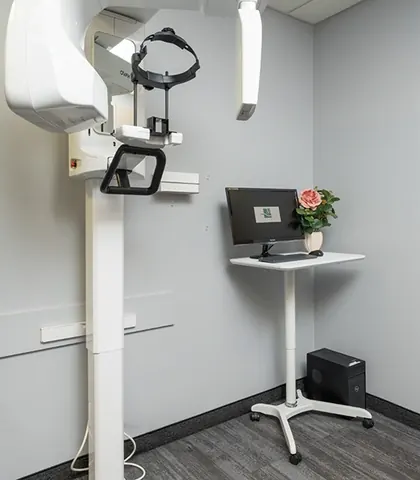The room housing the CBCT cone beam scanner.